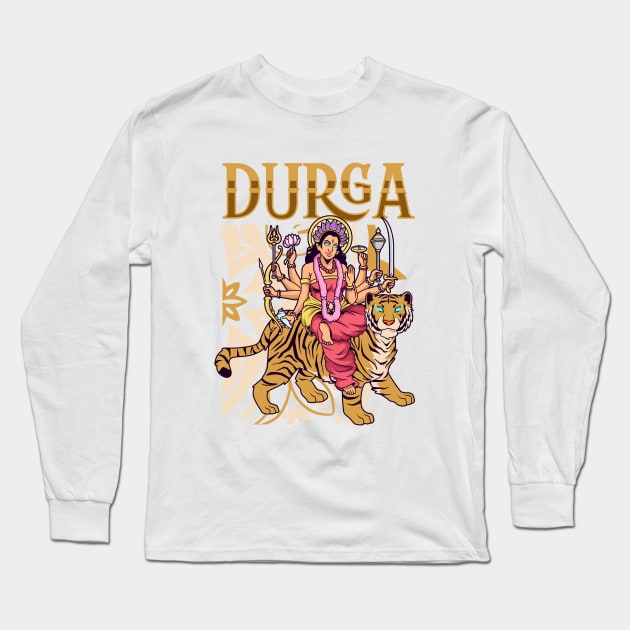 Hindu God - Durga Long Sleeve T-Shirt by Modern Medieval Design